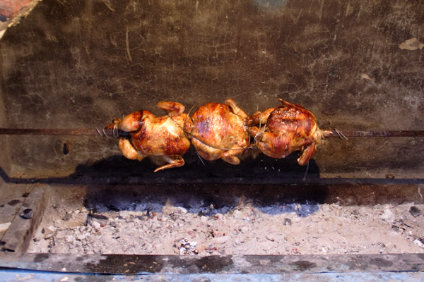 Chickens on a spit