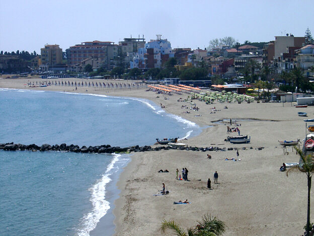 The beach promenade and lido in Naxos