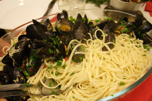 Linguine med bl&aring;muslinger