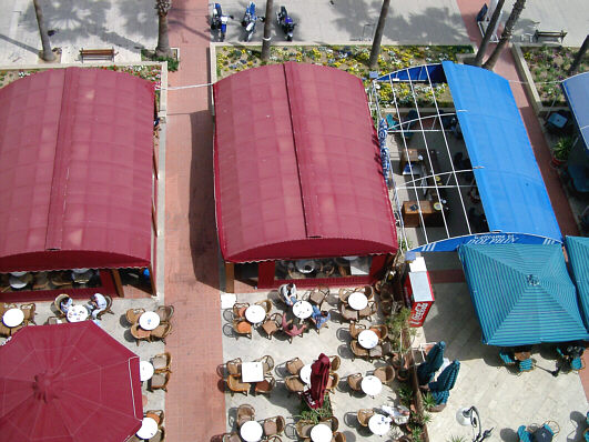 Pavement restaurants on Larnaca's seafront promenade