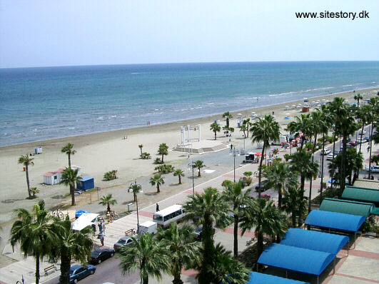 The seafront promenade and Larnaca Bay