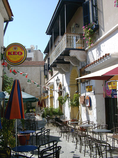 Bar street behind Larnaca's seafront promenade