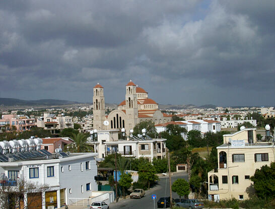 View over Kato Paphos with the new basilica