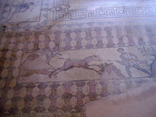 Floor mosaic with a hunting scene. Dionysos' House in Paphos.