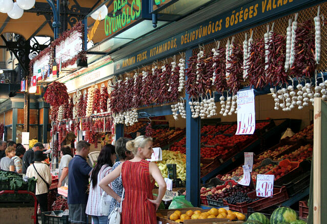 Paprika and garlic in Budapest's market hall