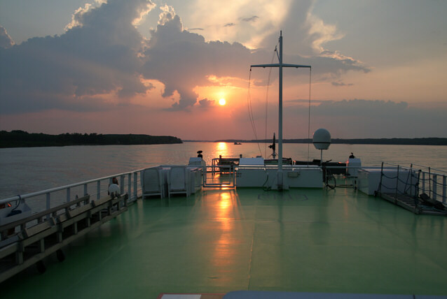Solnedgang over Donau