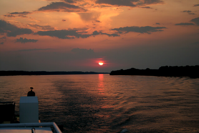 Solnedgang p&aring; Donau