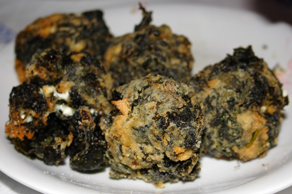 Deep fried spinach and feta cheese