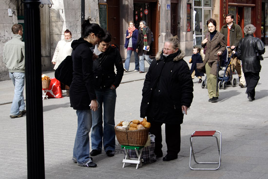Woman selling bread.