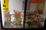 Cakes on display.
