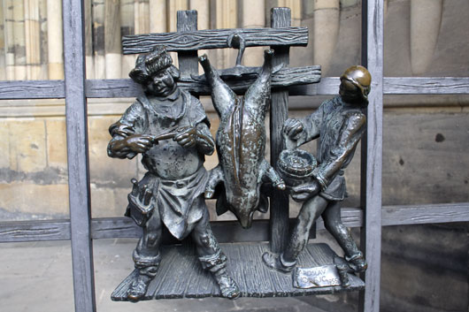 Decoration on a wrought iron lattice at St. Vitus Cathedra.