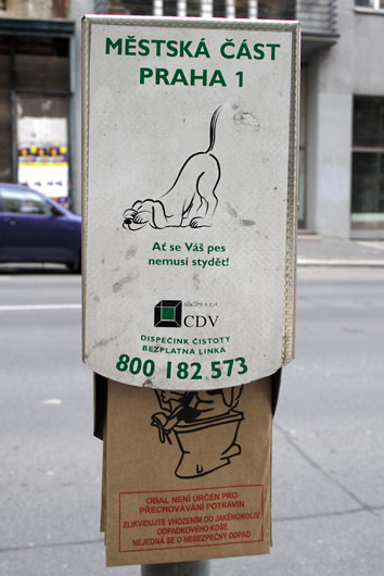 Bags for dog poo in Prague