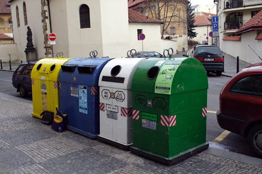 Containers for garbage sorting in Prague