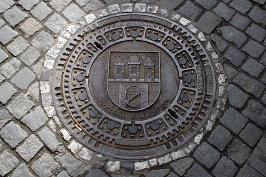 Manhole cover in Prague