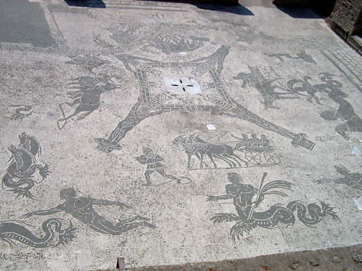 Floor mosaic in the public baths in Ostia Antica