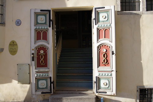 Door to the old pharmacy in Tallinn, Estonia