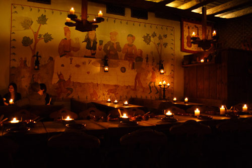 Long table at restaurant Olde Hansa in Tallinn