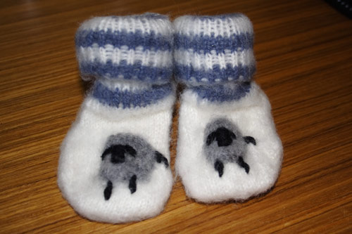 Knitted baby socks bought in Tallinn