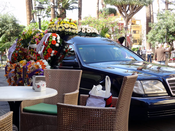 Rustvogn d&aelig;kket af blomster