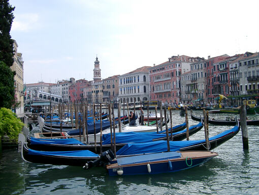 Covered gondolas on the Grand Canal