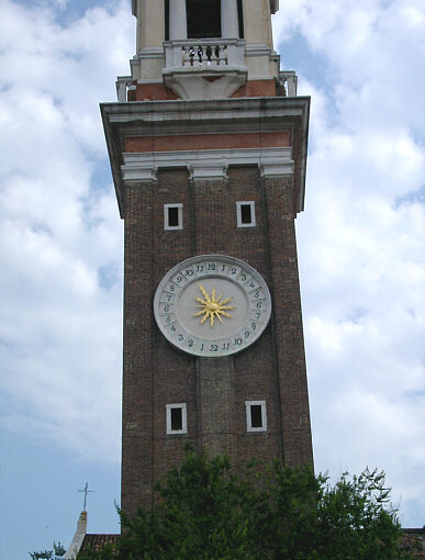 Bell tower with 24-hour clock in Venice