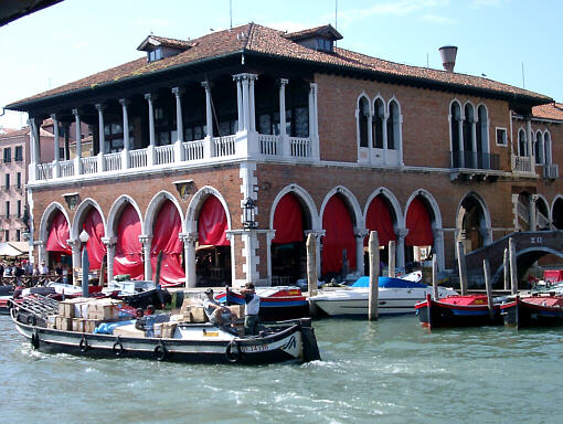 Rialto's fish market by the Grand Canal