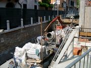 Construction workboat near the Guggenheim Collection
