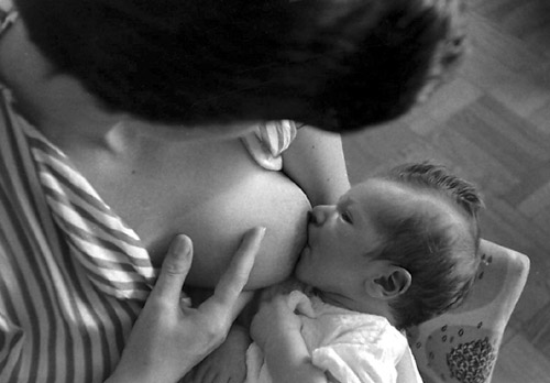 Eric breastfeeding in 1955