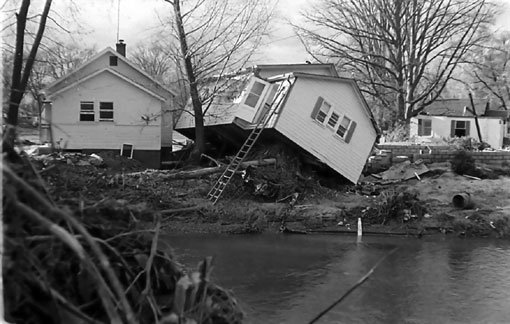 Wrecked houses after Hurricane Hazel, Canada 1954
