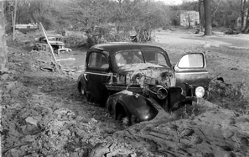 Cars destroyed by hurricane Hazel in 1954