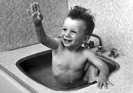 Eric in the kitchen sink